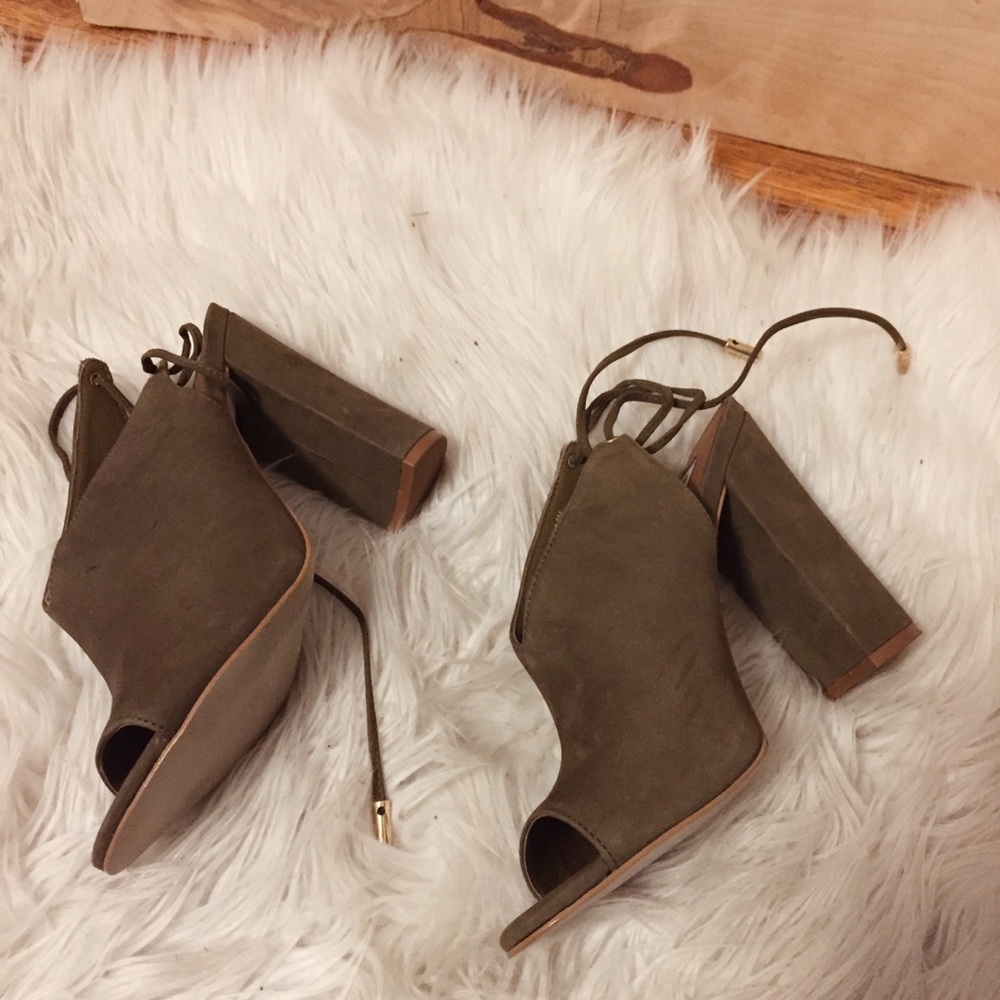 Steve Madden suede wrap heels olive green